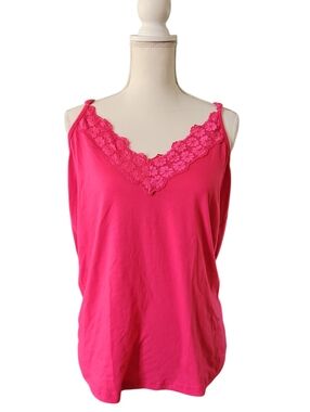 Women’s Pink Lace-Trim Camisole Size Large Shirley & Stone